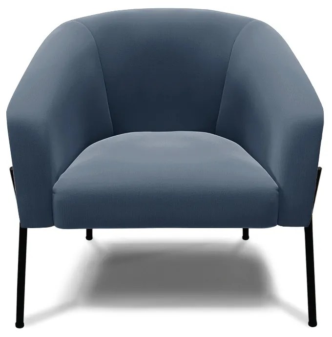 Poltrona Sala Decorativa Pé de Ferro Preto Kit 2 Stella Suede D03 - D'Rossi - Azul Marinho