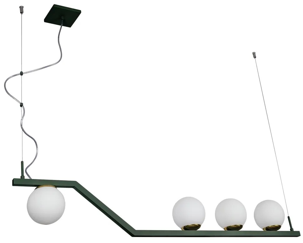 Pendente Zig 110X30Cm 4Xg9 / Cabo Aço Chumbador + Cabo Rayon / Globo Ø... (BT - Branco Texturizado, CLEAR)