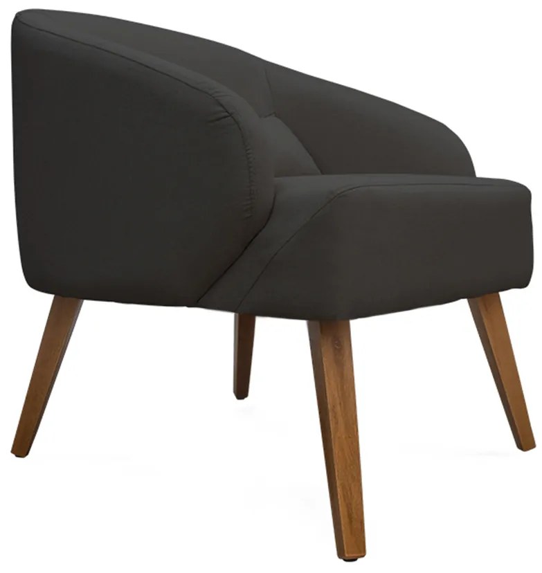 Kit 2 Poltronas Decorativas Lara Pés de Madeira Suede Preto - Sheep Estofados - Preto