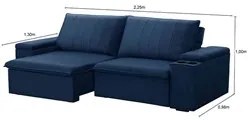 Sofá Retrátil Reclinável 3 Lugares 225cm Baluart F05 Veludo Azul - Mpo
