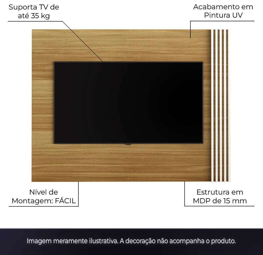 Painel Home para TV até 42 Sala de Estar PL3004 Natural/Off White G69 - Gran Belo
