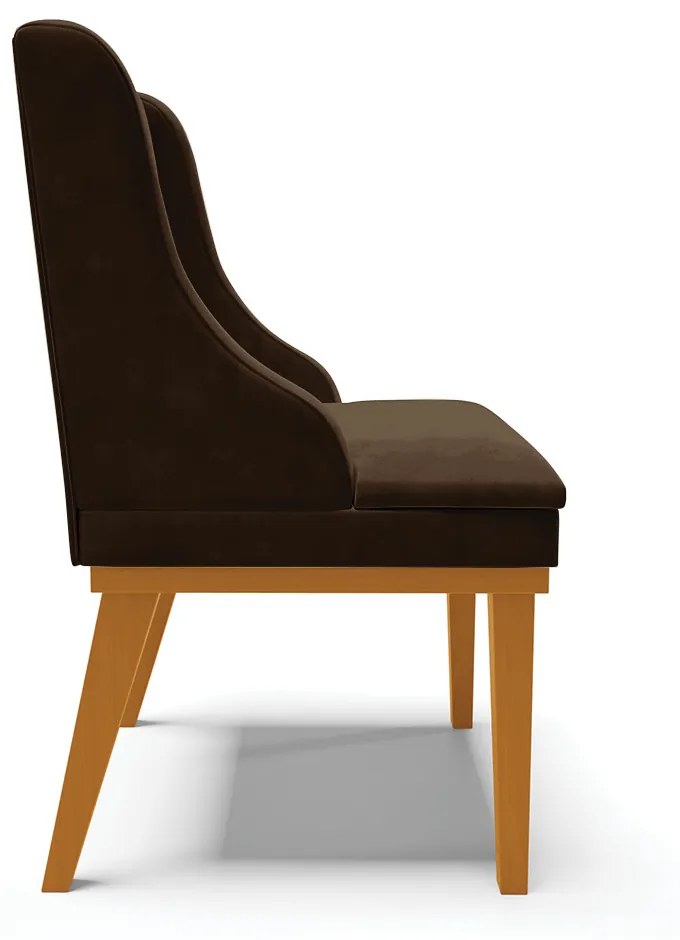 Cadeira Sala Jantar Kit 2 Liz Base Madeira Castanho Suede D03 - D'Rossi - Marrom