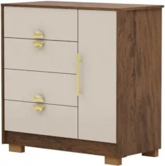 Cômoda Para Quarto 93cm Com 1 Porta Ilha Bela Imbuia/Fendi - Vila Rica