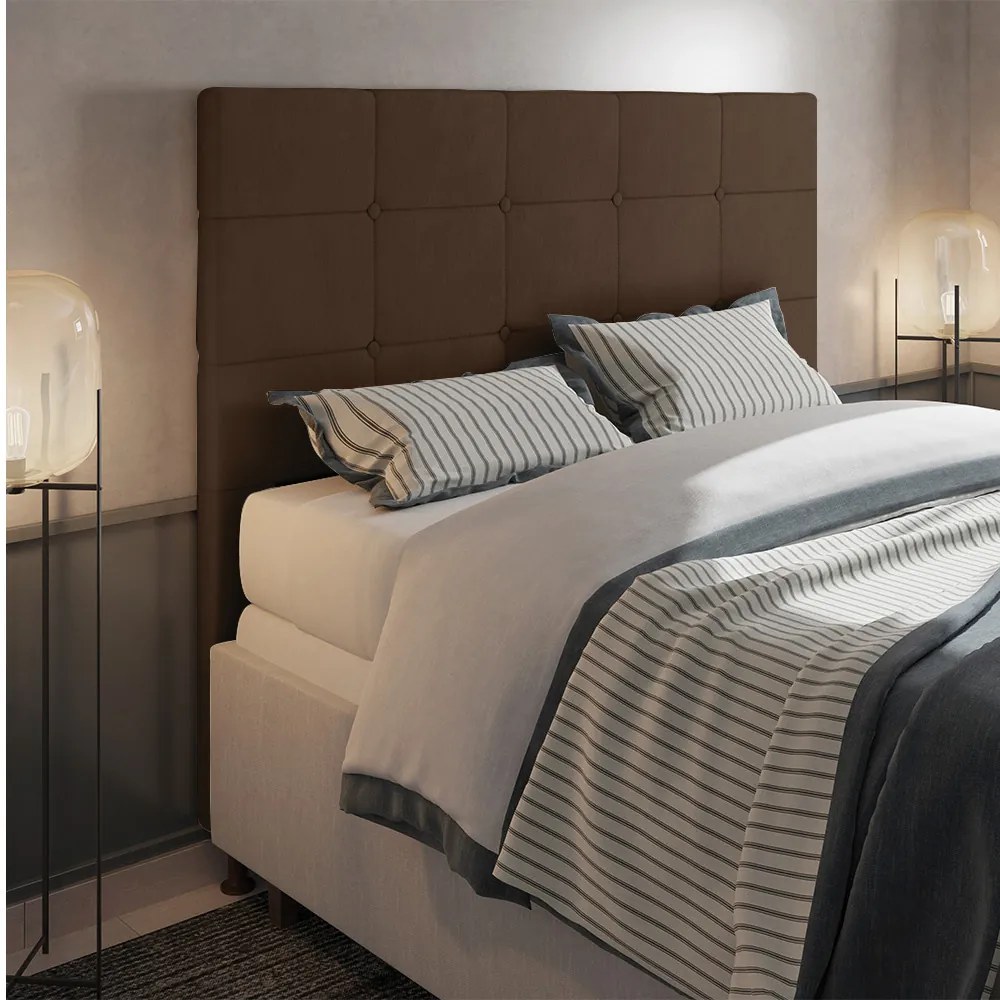 Cabeceira Stambul Para Cama Box King 195 cm Suede - D'Rossi - Marrom