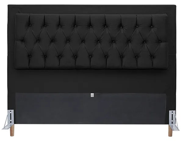 Cabeceira Cama Box Queen 160cm Paris Capitonê Suede Preto - Sheep Estofados - Preto