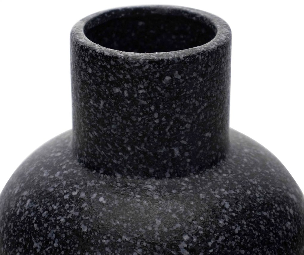 Vaso Decorativo em Cerâmica Flocos Preto 20x13 cm - D'Rossi