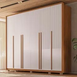 Guarda Roupa Casal 6 Portas 6 Gavetas 265cm Espartacus Freijó/Off Whit
