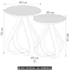 Mesa Canto Apoio com Pés de Madeira Kit 2 Samba Off White E05 - Mpozen