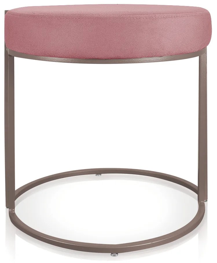 Puff Redondo Base Industrial Cobre Love Suede Rosê D03 - D'Rossi