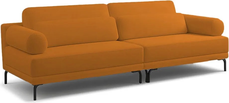 Sofá 4 Lugares Living 274cm Pé Ferro Romeu Bouclê Caramelo K01 - D'Rossi