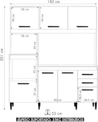 Armário de Cozinha Compacta com Tampo Melian Atacama/Off A15 - Mpozena