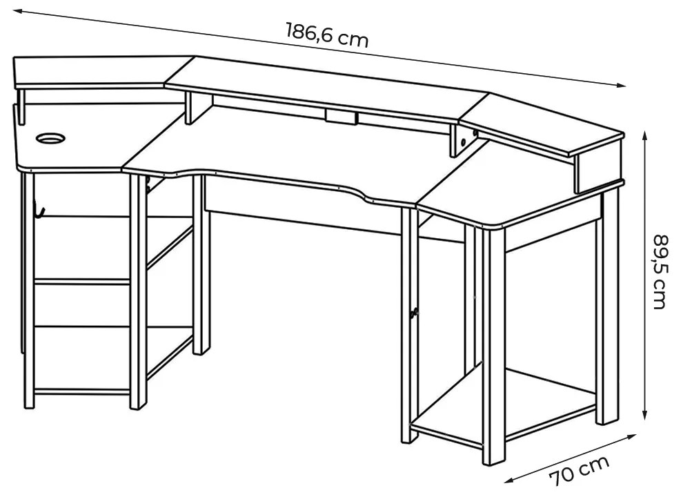 Mesa para Escritório Home Office Gamer ME4167 MDP Preto/Azul G69 - Gran Belo