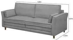 Sofá Living 3 Lugares 180cm Pés Madeira Efraim F05 Veludo Prata - Mpoz