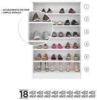 Armário Multiuso Sapateira 5 Prateleiras Laís Branco - AJL Móveis