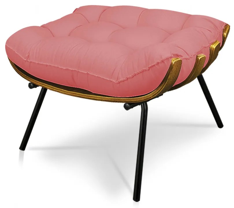 Puff Costela Linho Whiski Rose A106 Base de Metal - D'Rossi