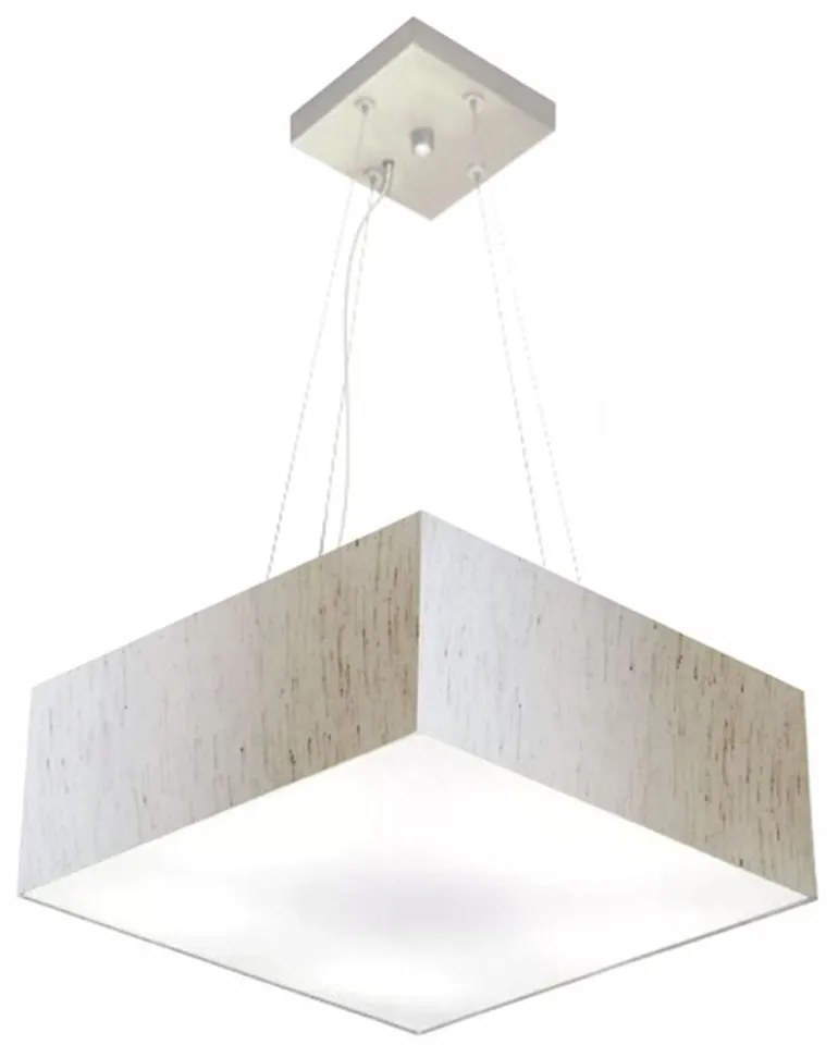 Lustre Pendente Quadrado Md-4196 Cúpula em Tecido 15/45x45cm Linho Bege - Bivolt