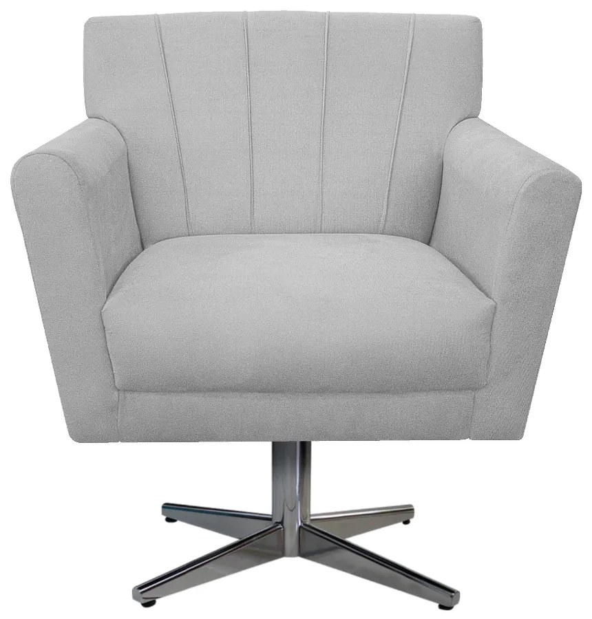 Poltrona Laura Base Giratória de Metal Suede Branco - ADJ Decor