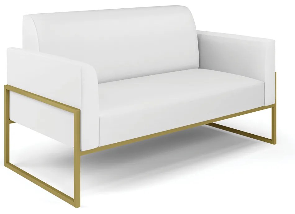 Sofá Namoradeira Base Industrial Alta Dourado Marisa Corino D03 - D'Rossi - Branco