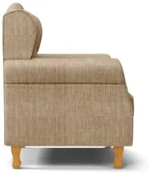 Kit 02 Poltronas de Amamentação Pés Madeira Lucy Z39 Linho Bege Escuro