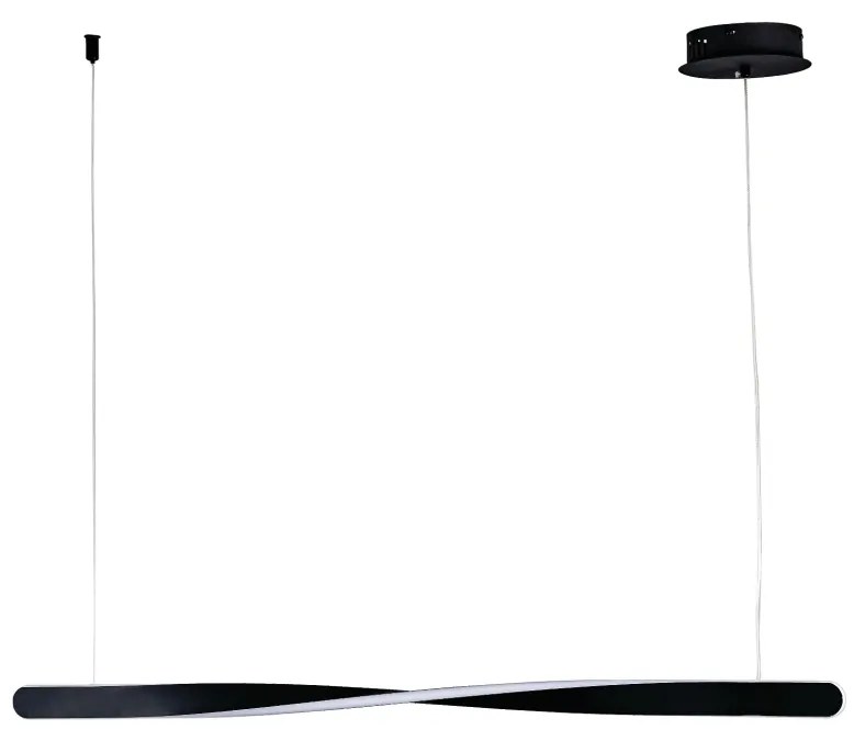 Pendente Fita Linear 100X4Cm Led 24W 3000K Bivolt Preto - Usina Import...