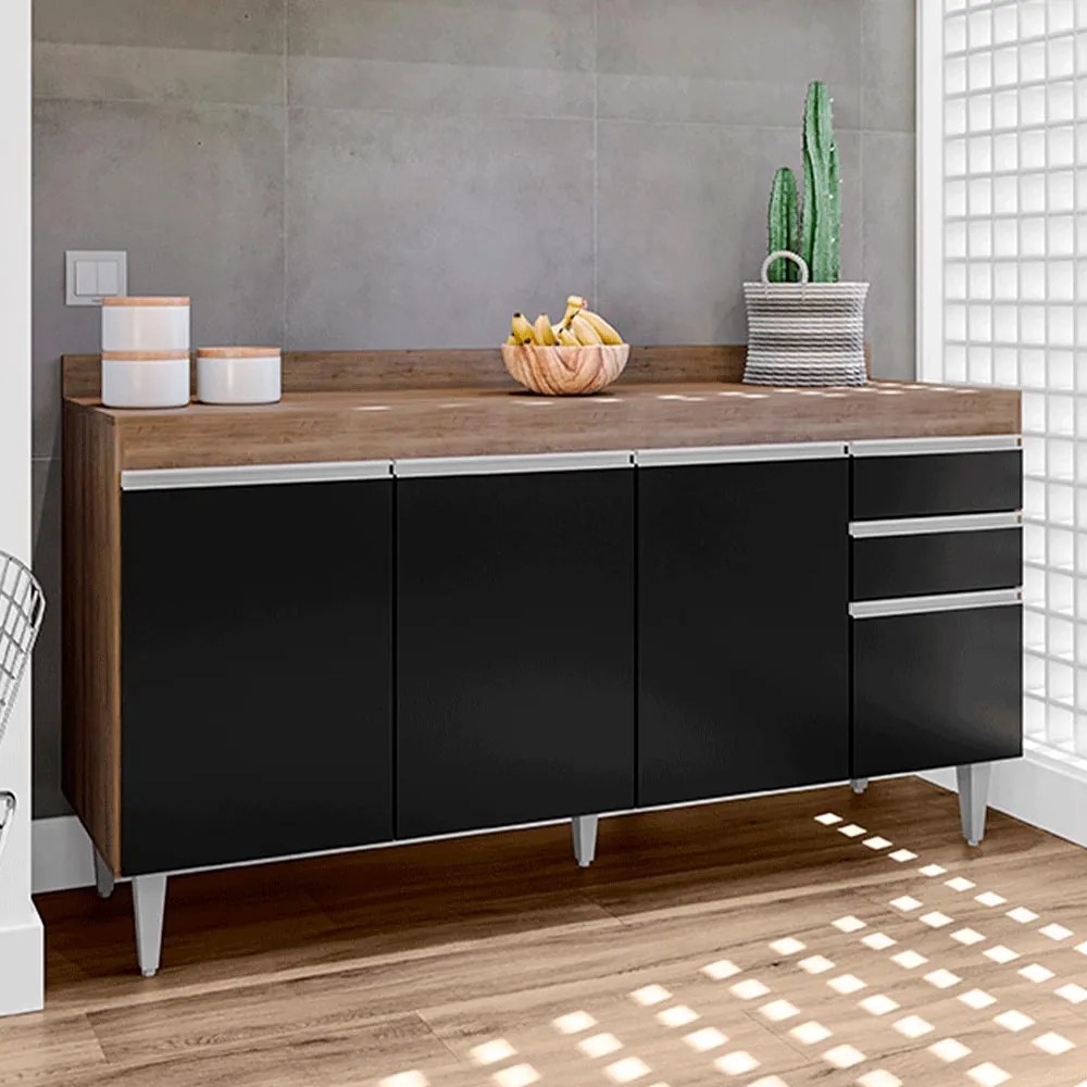 Tampo para Balcão de Cozinha com Rodapé Torfi 160cm MDP/BP Freijó G96 - Gran Belo
