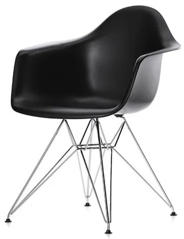 Cadeira Eames com Braco Base Cromada Preto Fosco - 16532 Sun House