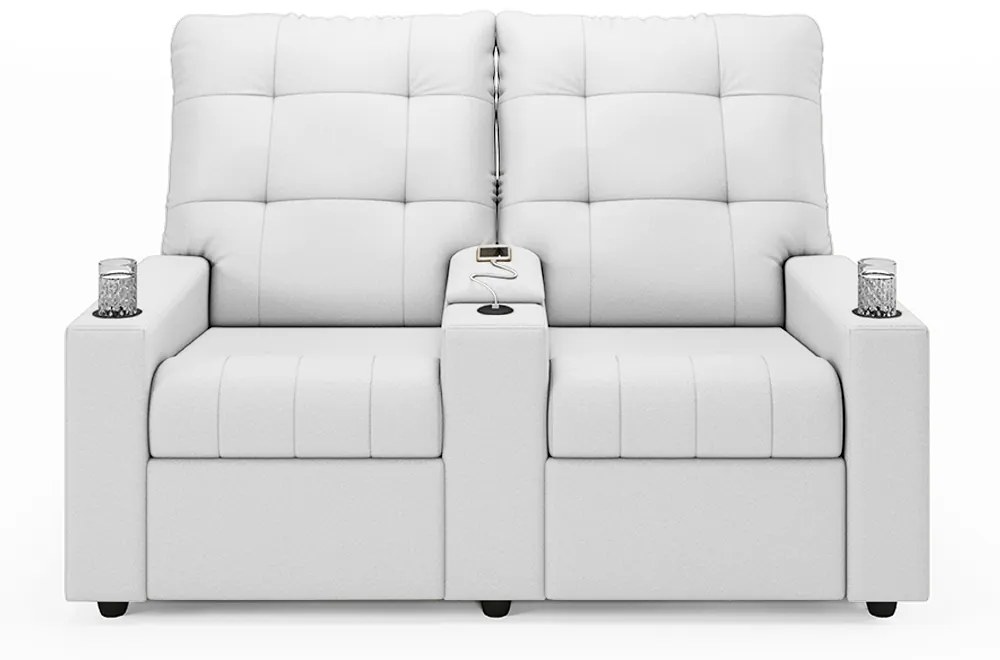 Poltrona do Papai Reclinável Sala de Cinema Movie 2 Lugares Manual Baú USB PU Branco G23