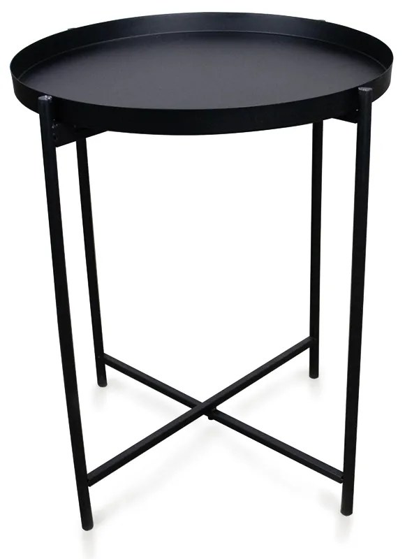 Mesa Lateral Multiuso Redonda Base Industrial Preto 40 Cm - D'Rossi