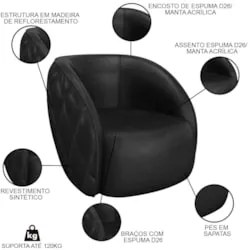 Sofá Decorativo 3 Lugares 240cm com Almofadas e Poltrona Zion Z32 Sint