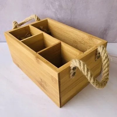 Porta Talheres de Bambu com Alça