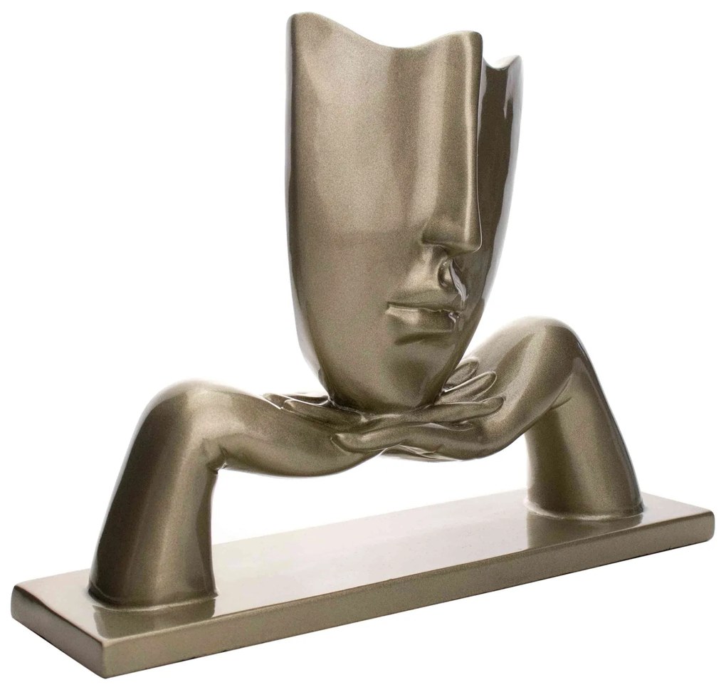 Escultura Decorativa Com Base Descanso Ouro Velho Fosco 23x30 Cm - D'Rossi
