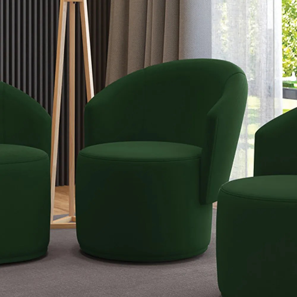 Poltrona Decorativa Orgânica Fixa para Sala Malu Suede M11 - D'Rossi - Verde