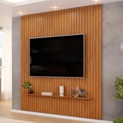 Painel TV 75 Pol 223cm Suspenso Ripado Noah D04 Freijó - Mpozenato