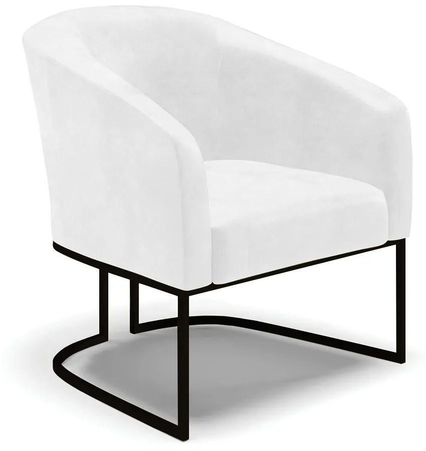 Namoradeira e 2 Poltronas Industrial  Preto Stella Sintético PU D03 - D'Rossi - Branco