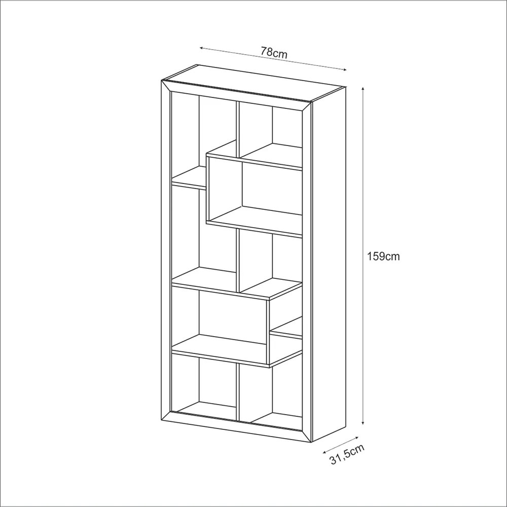 Estante Aberta Escritório Sala de Estar Home Ofice E1712 MDP Rustico G69 - Gran Belo