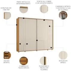 Guarda Roupa Casal 278cm Com 2 Portas Mya Off/Cinamomo Z10  - Mpozenat
