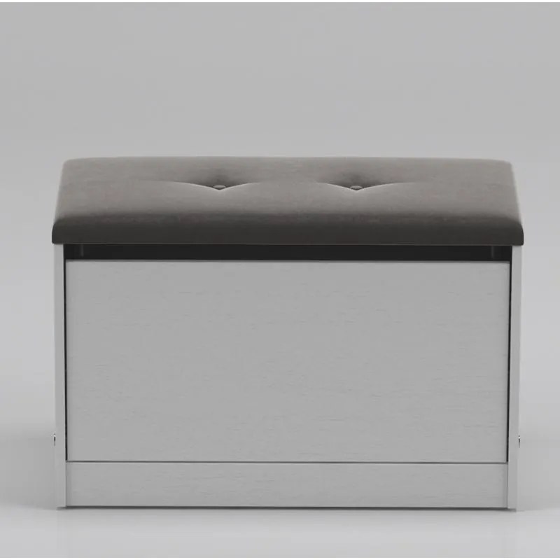 Sapateira Puff Cama Quarto Multifuncional Decoração Branco/cinza