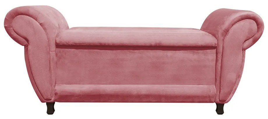 Recamier com Baú Itália Namoradeira Calçadeira Suede - D'Rossi - Rose