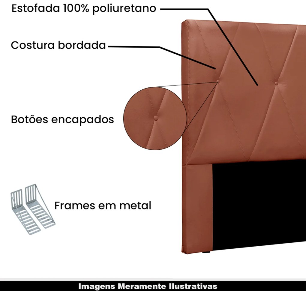 Cabeceira Decorativa Casal 1,40M Yves Veludo Cobre G63 - Gran Belo