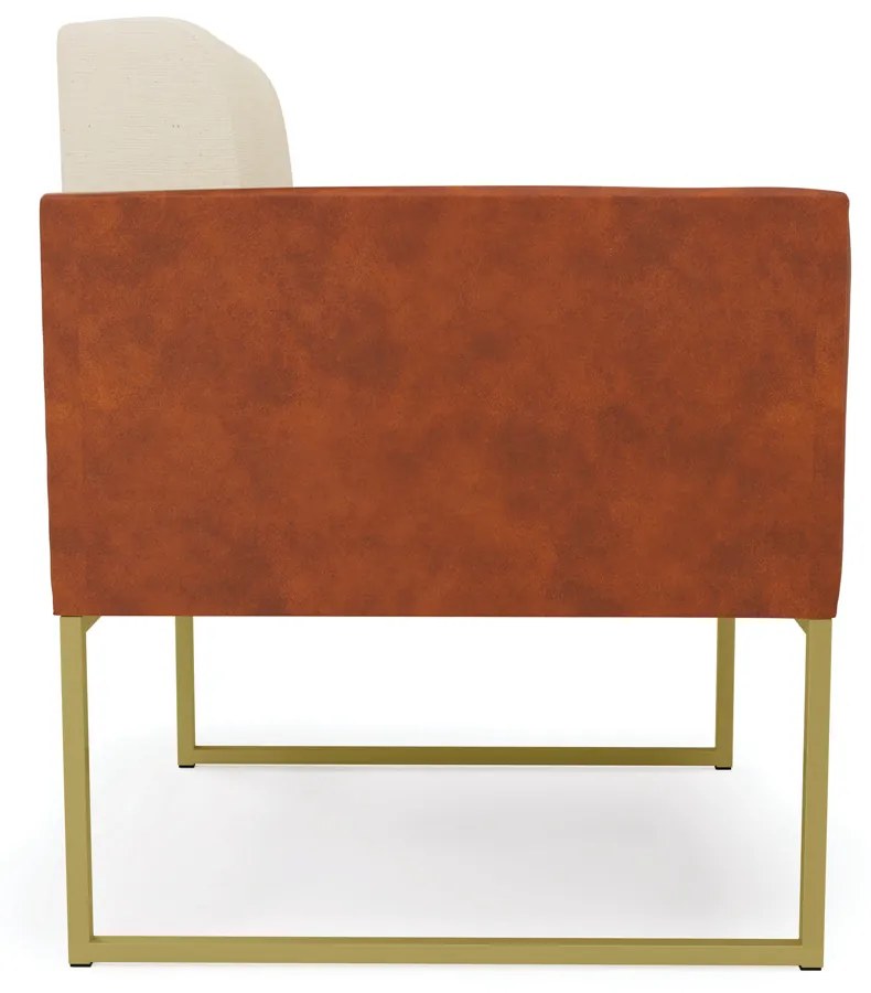 Poltrona Base Industrial Dourado Elisa Nozes/Linho Bege A19 D03 - D'Rossi