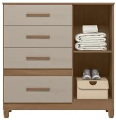 Cômoda Para Quarto 98cm Com 4 Gavetas Baco Carvalho/Fendi Z17 - Mpozen