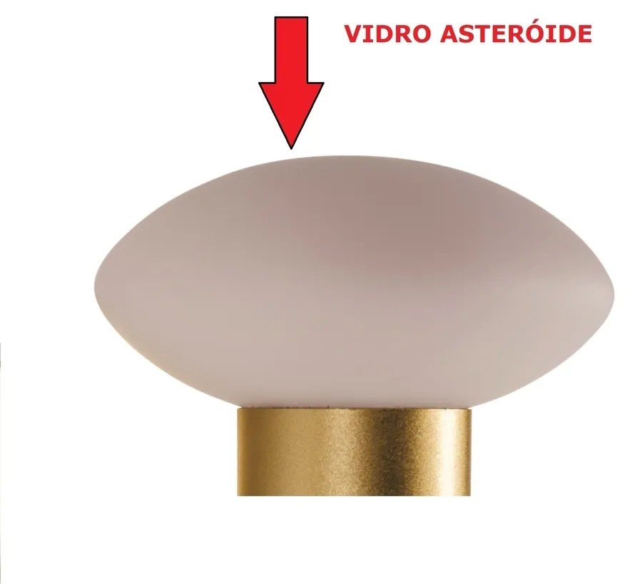 Pendente Sakai Ø92,5X55Cm 7Xg9 Vidro Disco Asteroide / Haste Fixa | Us... (AZO-F / CB-V - Azul Oceano Fosco / Cobre Escovado, FOSCO)