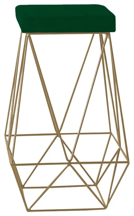 Banqueta Decorativa Kathy Base Gold Suede Verde G41 - Gran Belo