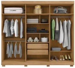Guarda Roupa Casal 230cm 6 Portas Espelho Brasid Mel/Cacao C01 - Mpoze