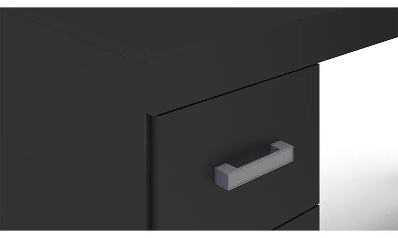Mesa Em L Escritório Espanha 2 Portas 3 Gavetas - Preto