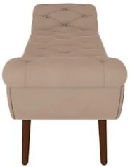 Puff Recamier Calçadeira 195cm Pés Palito Madeira Vêneto Z37 Veludo Be
