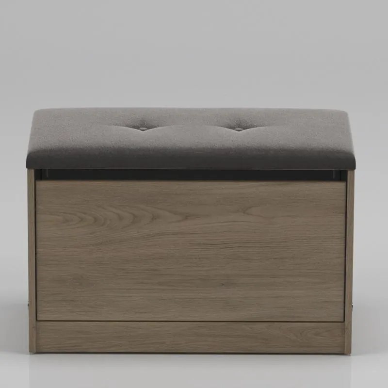 Sapateira Puff Cama Quarto Multifuncional Decoração Aveiro/cinza