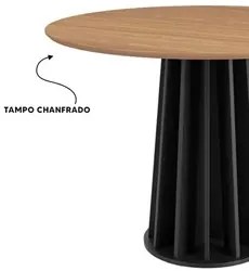 Mesa De Jantar Redonda 4 Lugares Thalia D01 Freijó/Preto Fosco - Mpoze