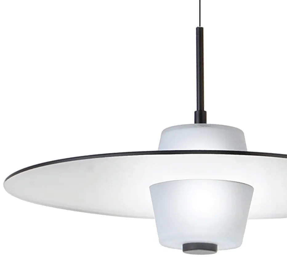 Pendente Eclisse Ø50X30Cm Disco Plano Metal Alumínio E Vidro Duplo 04X... (ROSE FOSCO)