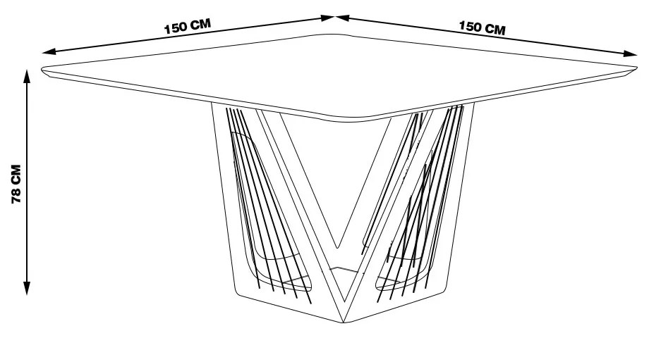 Mesa Sala de Jantar 4 Lugares 150cm Tampo Quadrado de Vidro Giaguaro Preto/Ébano G13 - Gran Belo